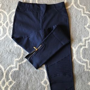 Navy Blue Moto Biker Pants